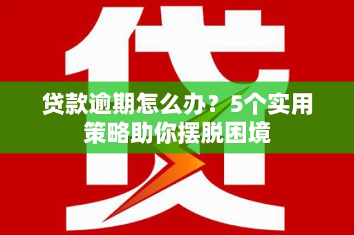 丰都贷款逾期怎么办？5个实用策略助你摆脱困境