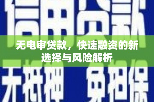丰都无电审贷款，快速融资的新选择与风险解析