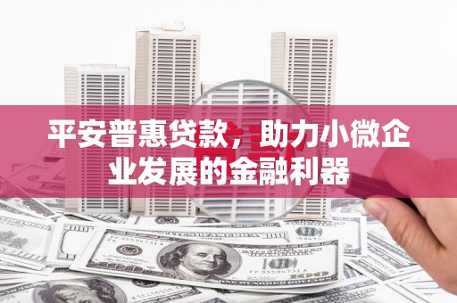 丰都平安普惠贷款，助力小微企业发展的金融利器