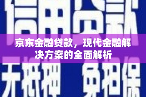 丰都京东金融贷款，现代金融解决方案的全面解析