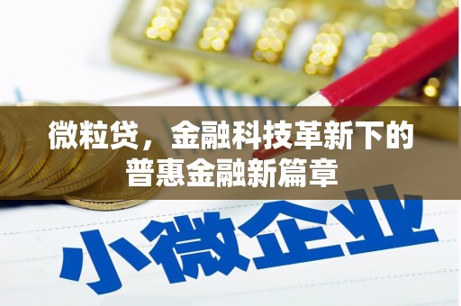 丰都微粒贷，金融科技革新下的普惠金融新篇章