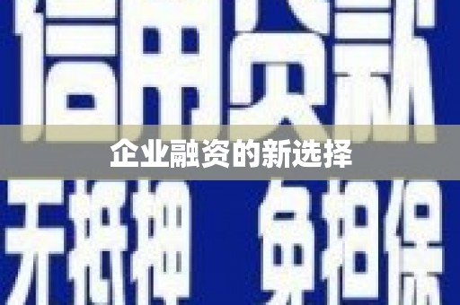 丰都企业融资的新选择
