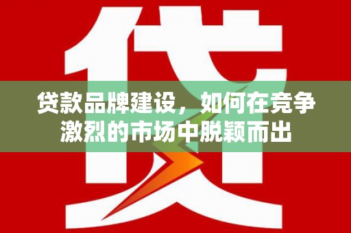 丰都贷款品牌建设，如何在竞争激烈的市场中脱颖而出