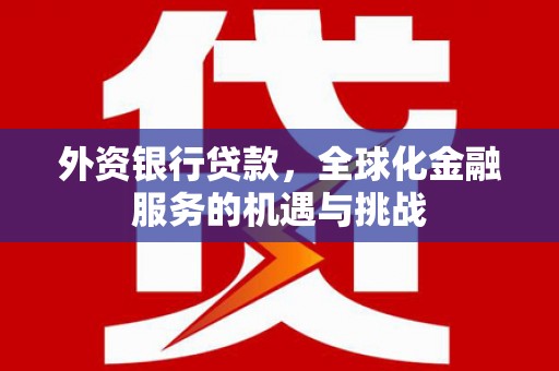 丰都外资银行贷款，全球化金融服务的机遇与挑战
