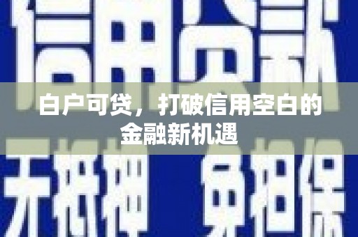 丰都白户可贷，打破信用空白的金融新机遇