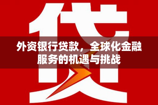 丰都外资银行贷款，全球化金融服务的机遇与挑战