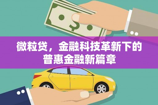 丰都微粒贷，金融科技革新下的普惠金融新篇章