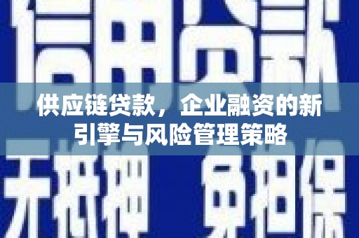 丰都供应链贷款，企业融资的新引擎与风险管理策略