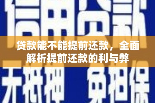 丰都贷款能不能提前还款，全面解析提前还款的利与弊