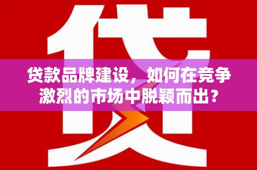 丰都贷款品牌建设，如何在竞争激烈的市场中脱颖而出？
