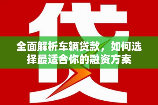 丰都全面解析车辆贷款，如何选择最适合你的融资方案