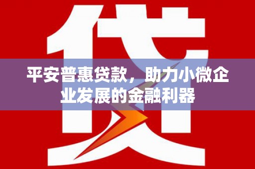 丰都平安普惠贷款，助力小微企业发展的金融利器